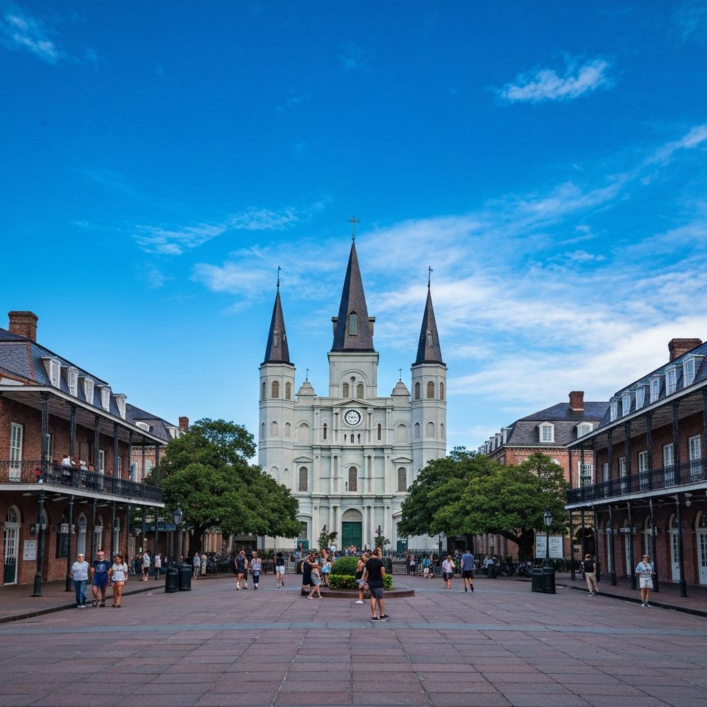 St. Louis Cathedral with Jackson Square in foreground