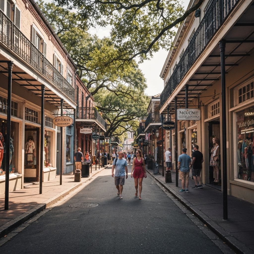 Magazine Street boutique shops and oak trees
