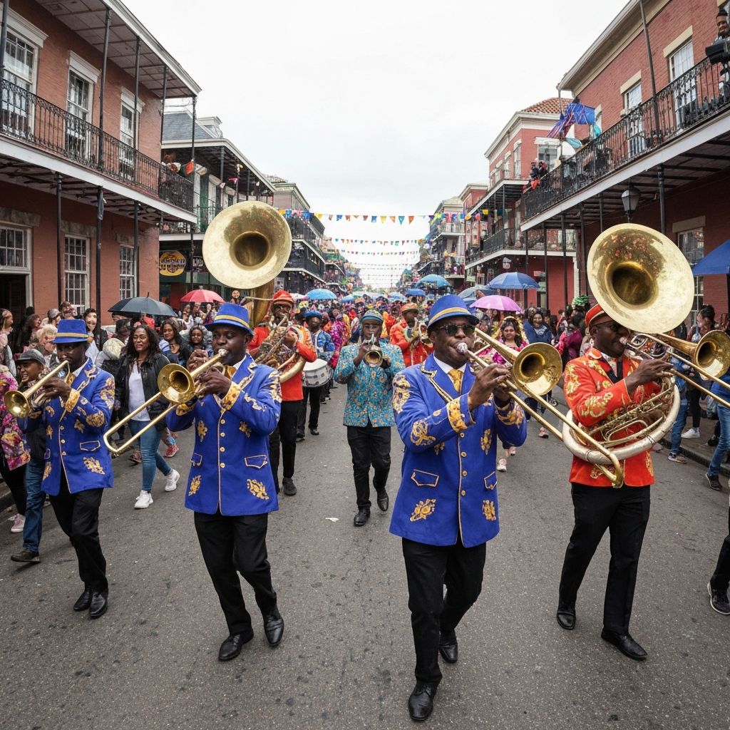 New Orleans brass band second line parade